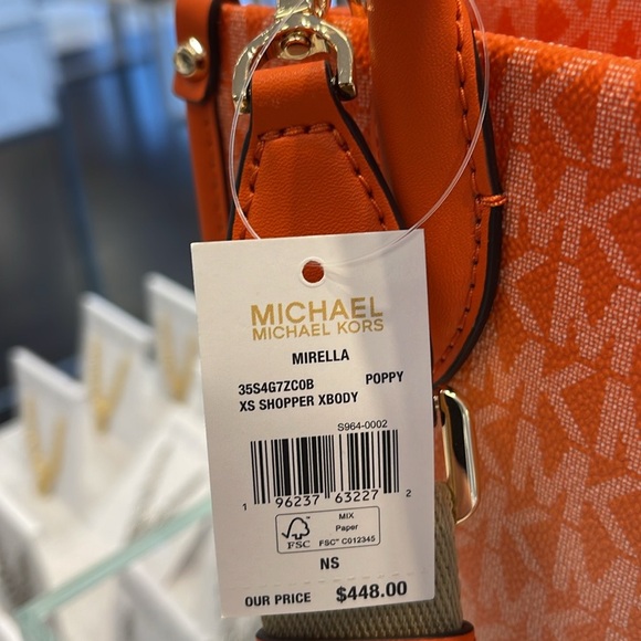Michael Kors Mirella Extra-Small Ombré Logo Crossbody XBODY Shopper 
Poppy 
NWT - Picture 7 of 16